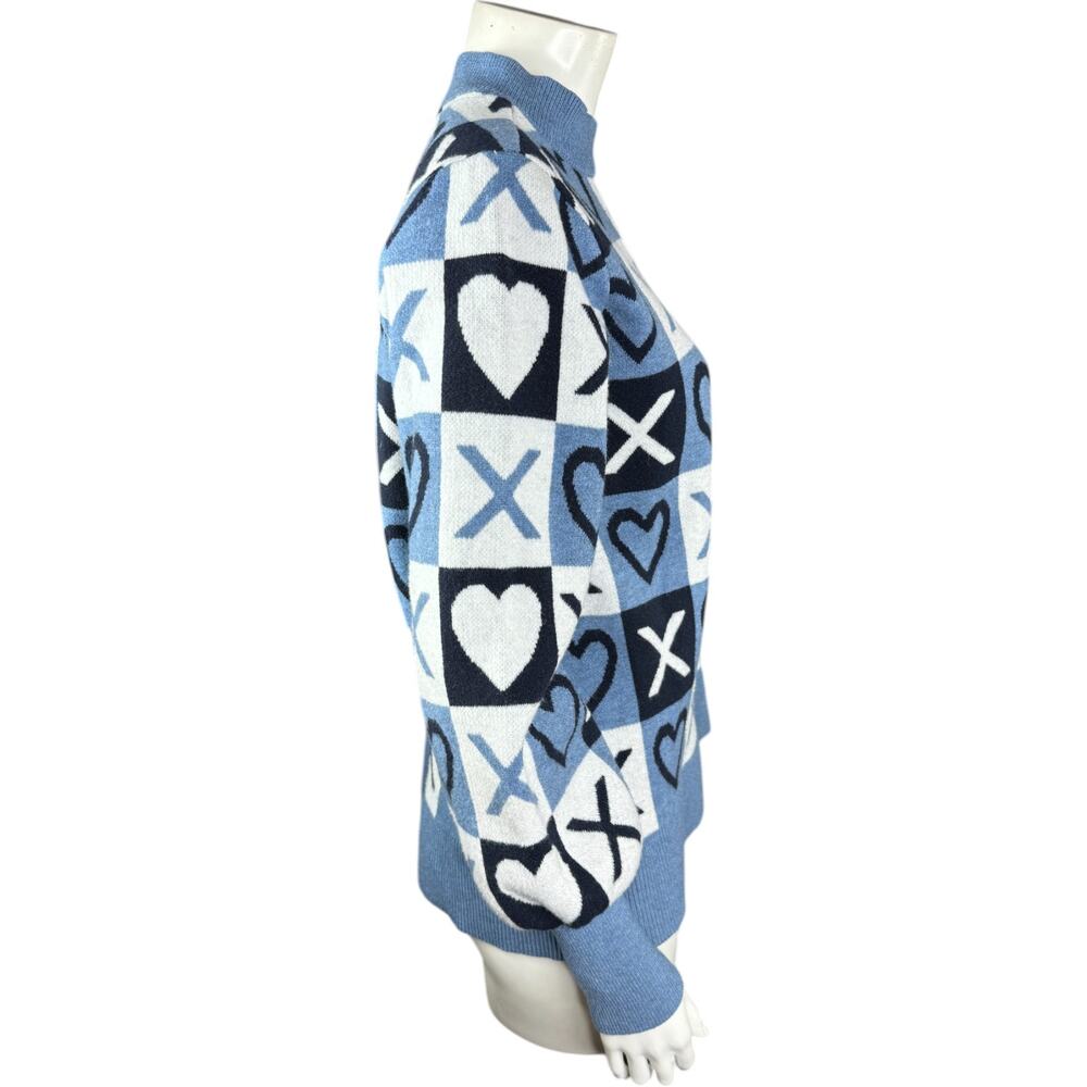 Studio Park X Courtney Khondabi Heart Sweater Blue Small Valentine Winter - Picture 9 of 12